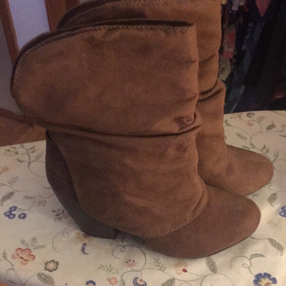 Brown heeled booties